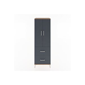 Hyperion Dolap 3 Raflı 2 Çekmeceli 2 Kapaklı 60x44x182 Çam-antrasit