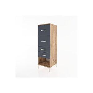 Hyperion Dolap 4 Çekmeceli 44x44x134 Çam-antrasit