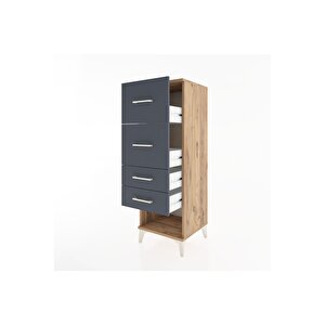 Hyperion Dolap 4 Çekmeceli 44x44x134 Çam-antrasit