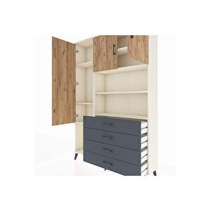 Arges Dolap 7 Raflı 4 Çekmeceli 3 Kapaklı 132x30x195 Aytaşı-çam/antrasit