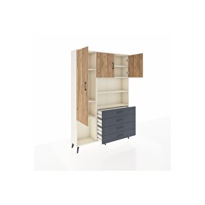 Arges Dolap 7 Raflı 4 Çekmeceli 3 Kapaklı 132x30x195 Aytaşı-çam/antrasit