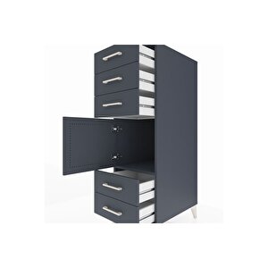 Kronos Dolap Tek Raflı 5 Çekmeceli Tek Kapaklı 44x59x134 Antrasit-antrasit