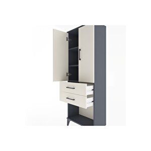 Arges Dolap 3 Raflı 2 Çekmeceli 2 Kapaklı 60x30x163 Antrasit-aytaşı