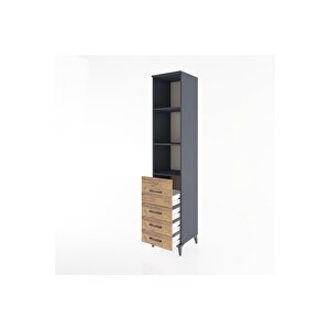 Hyperion Dolap 3 Raflı 4 Çekmeceli 44x44x221 Antrasit-çam