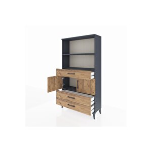 Arges Dolap 3 Raflı 3 Çekmeceli 2 Kapaklı 88x30x163 Antrasit-çam