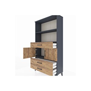 Arges Dolap 3 Raflı 3 Çekmeceli 2 Kapaklı 88x30x163 Antrasit-çam