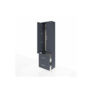 Arges Dolap 2 Raflı 2 Çekmeceli Tek Askılı 60x30x221 Antrasit-antrasit