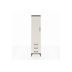 Arges Dolap Tek Raflı 3 Çekmeceli Tek Askılı 44x30x182 Antrasit-aytaşı