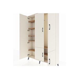 Arges Dolap 7 Raflı 5 Kapaklı Tek Askılı 132x30x195 Aytaşı-aytaşı/çam