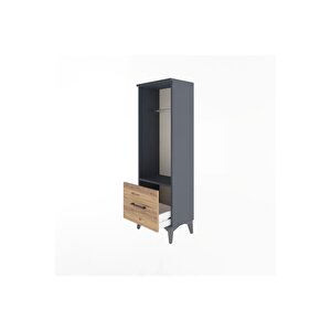 Arges Dolap Tek Raflı Tek Çekmeceli Tek Askılı 44x30x134 Antrasit-çam