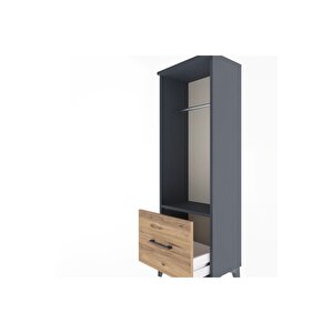 Arges Dolap Tek Raflı Tek Çekmeceli Tek Askılı 44x30x134 Antrasit-çam