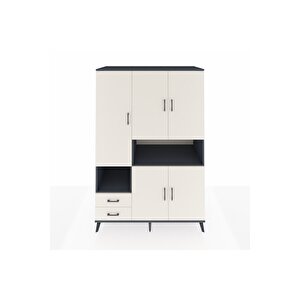 Kronos Dolap 10 Raflı 2 Çekmeceli 5 Kapaklı 132x59x195 Antrasit-aytaşı/aytaşı