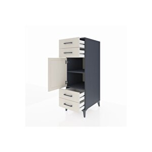 Kronos Dolap 2 Raflı 4 Çekmeceli Tek Kapaklı 44x59x134 Antrasit-aytaşı