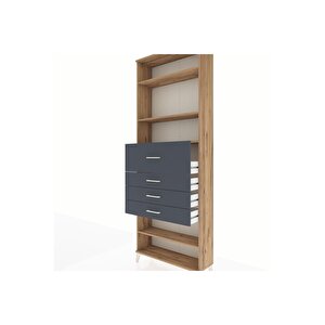 Arges Dolap 4 Raflı 4 Çekmeceli 88x30x243 Çam-antrasit