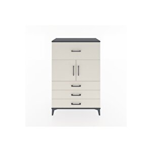 Hyperion Dolap Tek Raflı 4 Çekmeceli 2 Kapaklı 88x44x134 Antrasit-aytaşı