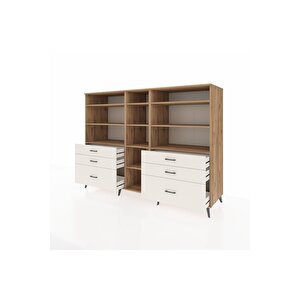 Kronos Dolap 10 Raflı 6 Çekmeceli  220x59x163 Çam-çam/aytaşı