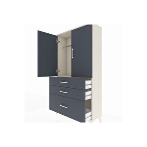 Arges Dolap Tek Raflı 3 Çekmeceli Tek Askılı 88x30x163 Aytaşı-antrasit