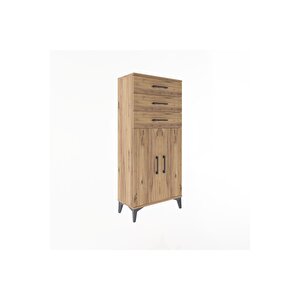 Arges Dolap 2 Raflı 3 Çekmeceli 2 Kapaklı 60x30x134 Çam-çam
