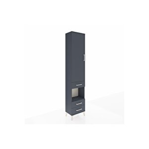 Arges Dolap 3 Raflı 3 Çekmeceli Tek Askılı 44x30x221 Antrasit-antrasit