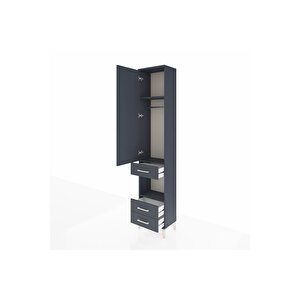 Arges Dolap 3 Raflı 3 Çekmeceli Tek Askılı 44x30x221 Antrasit-antrasit