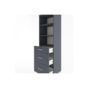 Hyperion Dolap 3 Raflı 3 Çekmeceli 60x44x195 Antrasit-antrasit