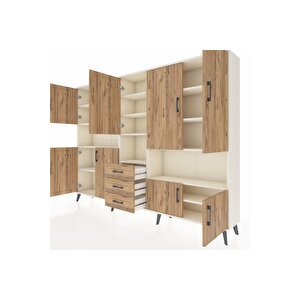 Arges Dolap 13 Raflı 3 Çekmeceli 9 Kapaklı 220x30x163 Aytaşı-çam