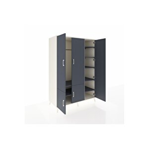 Kronos Dolap 7 Raflı 5 Kapaklı Tek Askılı 132x59x195 Aytaşı-antrasit/antrasit