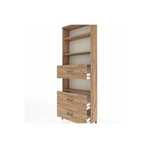 Arges Dolap 4 Raflı 3 Çekmeceli 88x30x243 Çam-çam