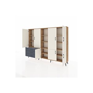 Arges Dolap 11 Raflı 3 Çekmeceli 7 Kapaklı 220x30x163 Çam-aytaşı/antrasit