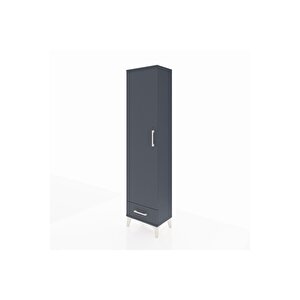 Arges Dolap 2 Raflı Tek Çekmeceli Tek Askılı 44x30x182 Antrasit-antrasit