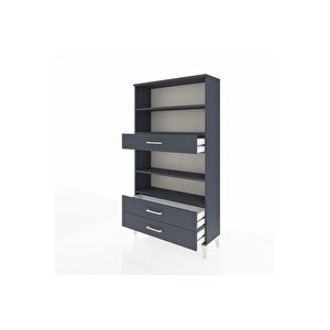 Arges Dolap 4 Raflı 3 Çekmeceli 88x30x163 Antrasit-antrasit