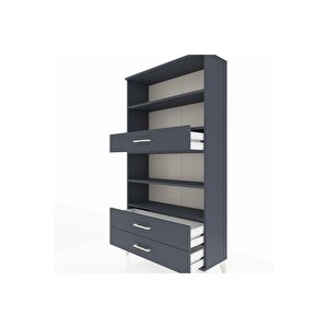 Arges Dolap 4 Raflı 3 Çekmeceli 88x30x163 Antrasit-antrasit