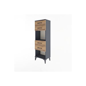 Arges Dolap Tek Raflı 4 Çekmeceli 44x30x134 Antrasit-çam