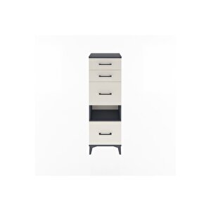 Arges Dolap Tek Raflı 4 Çekmeceli 44x30x134 Antrasit-aytaşı