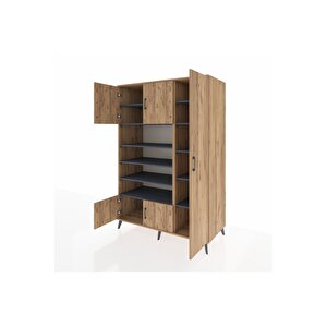 Kronos Dolap 11 Raflı 5 Kapaklı 132x59x195 Çam-çam/antrasit