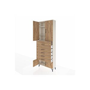 Arges Dolap 3 Raflı 5 Çekmeceli 4 Kapaklı 88x30x243 Aytaşı-çam