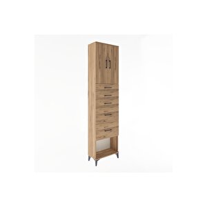 Arges Dolap 3 Raflı 5 Çekmeceli 2 Kapaklı 60x30x243 Çam-çam