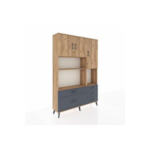 Arges Dolap 8 Raflı 5 Çekmeceli 3 Kapaklı 132x30x195 Çam-çam/antrasit