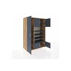 Kronos Dolap 10 Raflı 5 Kapaklı 132x59x195 Çam-antrasit/antrasit