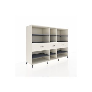 Kronos Dolap 9 Raflı 3 Çekmeceli  220x59x163 Aytaşı-antrasit/aytaşı