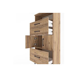 Arges Dolap 2 Raflı 3 Çekmeceli 2 Kapaklı 60x30x134 Çam-çam