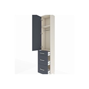 Arges Dolap 2 Raflı 3 Çekmeceli Tek Askılı 44x30x221 Aytaşı-antrasit