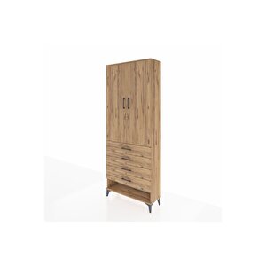 Arges Dolap 2 Raflı 4 Çekmeceli Tek Askılı 88x30x221 Çam-çam