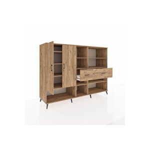 Kronos Dolap 10 Raflı 2 Çekmeceli 2 Kapaklı 220x59x163 Çam-çam