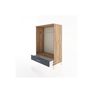 Hyperion Dolap Tek Raflı Tek Çekmeceli Tek Askılı 88x44x134 Çam-antrasit