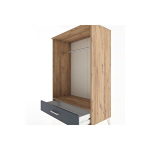 Hyperion Dolap Tek Raflı Tek Çekmeceli Tek Askılı 88x44x134 Çam-antrasit