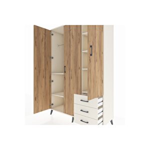 Hyperion Dolap 6 Raflı 3 Çekmeceli Tek Askılı 132x44x195 Aytaşı-çam/aytaşı