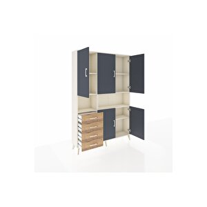 Arges Dolap 7 Raflı 4 Çekmeceli 5 Kapaklı 132x30x195 Aytaşı-antrasit/çam