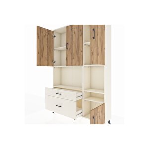 Arges Dolap 7 Raflı 2 Çekmeceli 4 Kapaklı 132x30x195 Aytaşı-çam/aytaşı