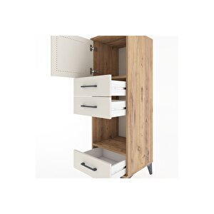 Hyperion Dolap 2 Raflı 3 Çekmeceli Tek Kapaklı 44x44x134 Çam-aytaşı